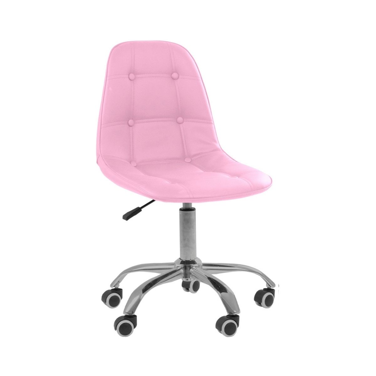 Kit 04 Cadeiras Office Eiffel Botonê Ajustável Base Giratória Rosa