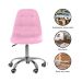 Kit 04 Cadeiras Office Eiffel Botonê Ajustável Base Giratória Rosa