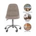 Kit 06 Cadeiras Office Eiffel Botonê Ajustável Base Giratória Bege