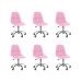 Kit 06 Cadeiras Office Eiffel Botonê Ajustável Base Giratória Rosa