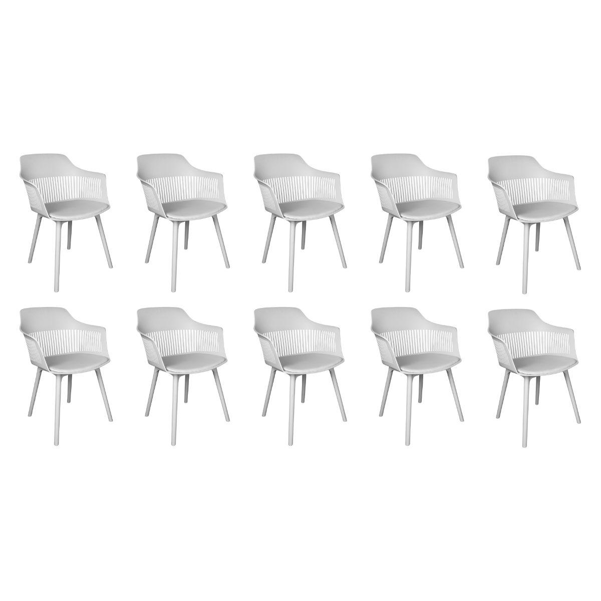 Kit 10 Cadeiras Estofadas de Jantar Marcela Branco
