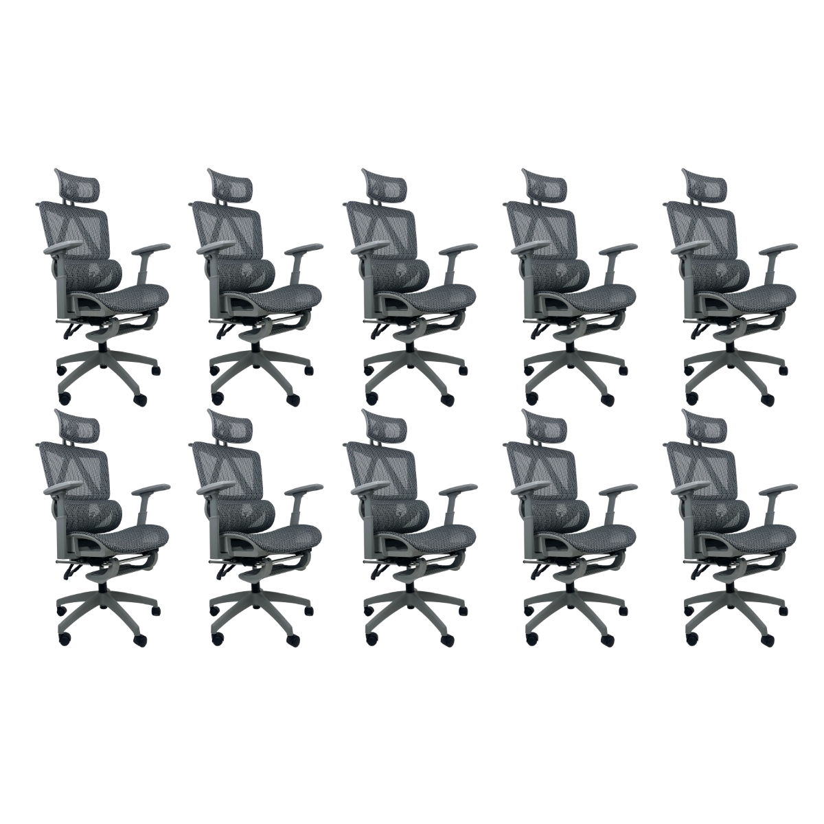 Kit 10 Cadeiras de Escritório Presidente Executiva Oficial Titan Cinza