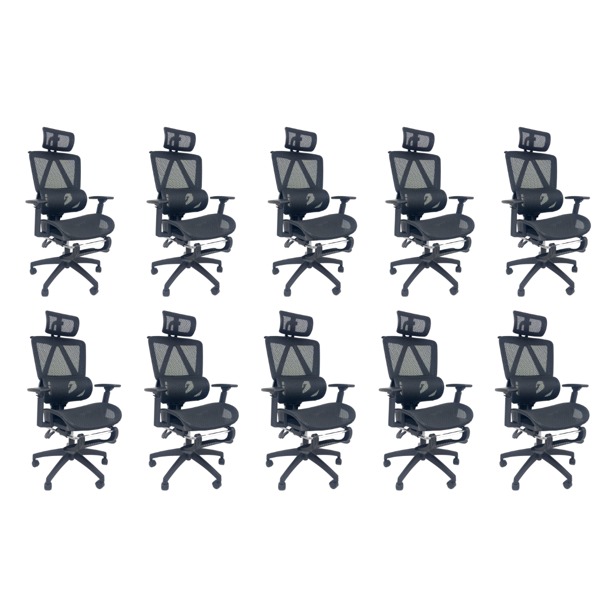 Kit 10 Cadeiras de Escritório Presidente Executiva Oficial Titan Preto