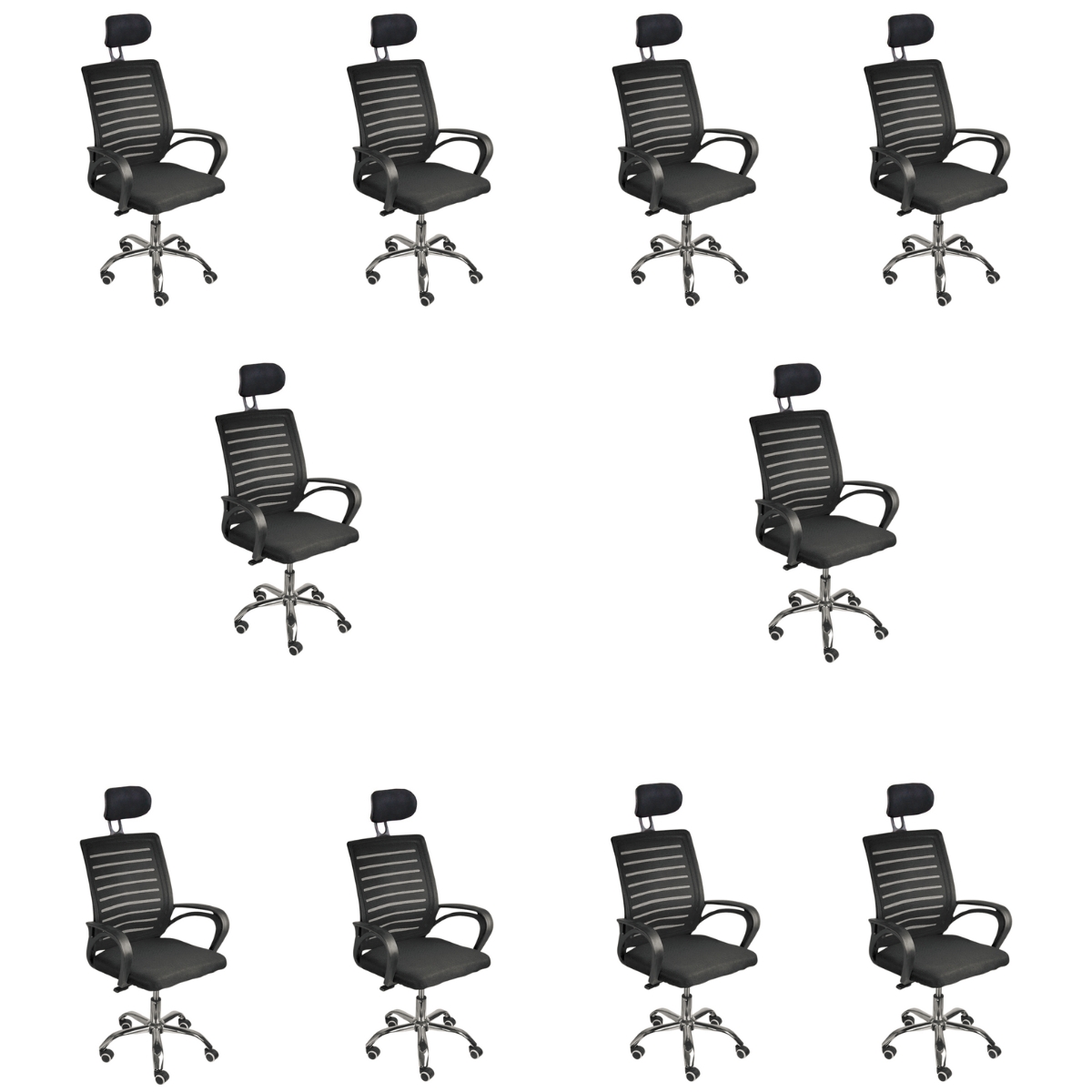 Kit 10 Cadeiras de Escritório Secretaria Diretor Roma Ergonômica com apoio de Nuca