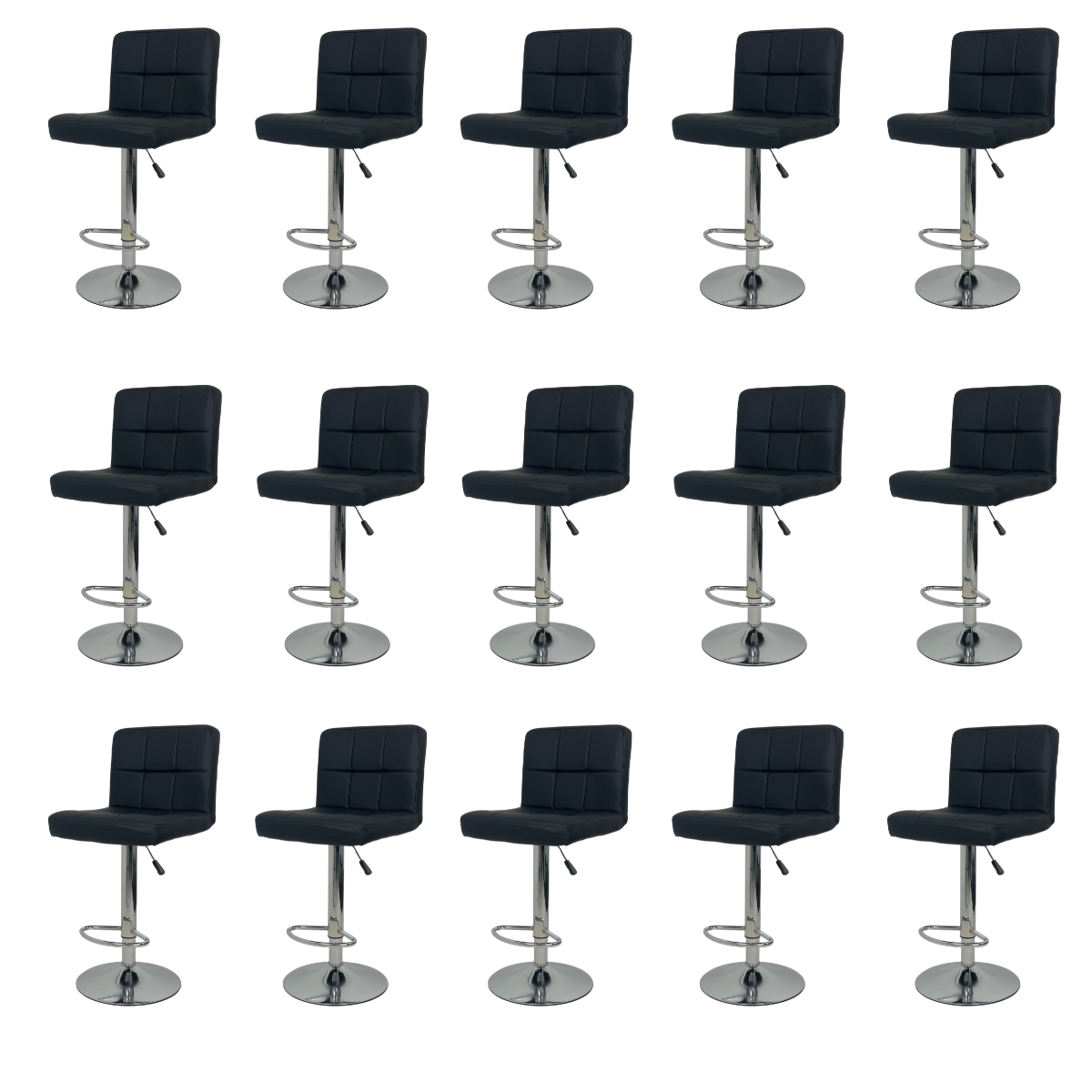 Kit 15 Banquetas Gomos Comfort Estofada Giratória Altura Regulável