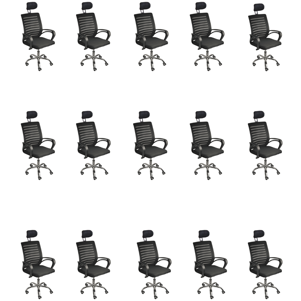 Kit 15 Cadeiras de Escritório Secretaria Diretor Roma Ergonômica com apoio de Nuca