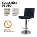 Kit 2 Banquetas Gomos Comfort Estofada Giratória Altura Regulável
