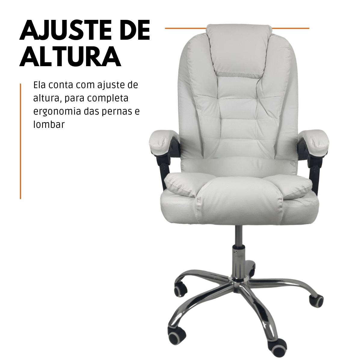 Kit 2 Cadeiras De Escritório Presidente Reclinável Branco