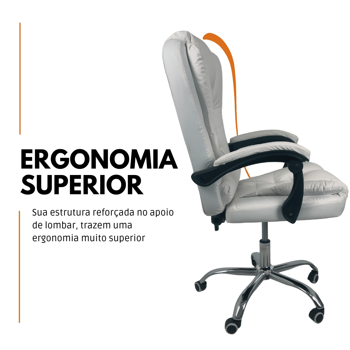 Kit 2 Cadeiras De Escritório Presidente Reclinável Branco