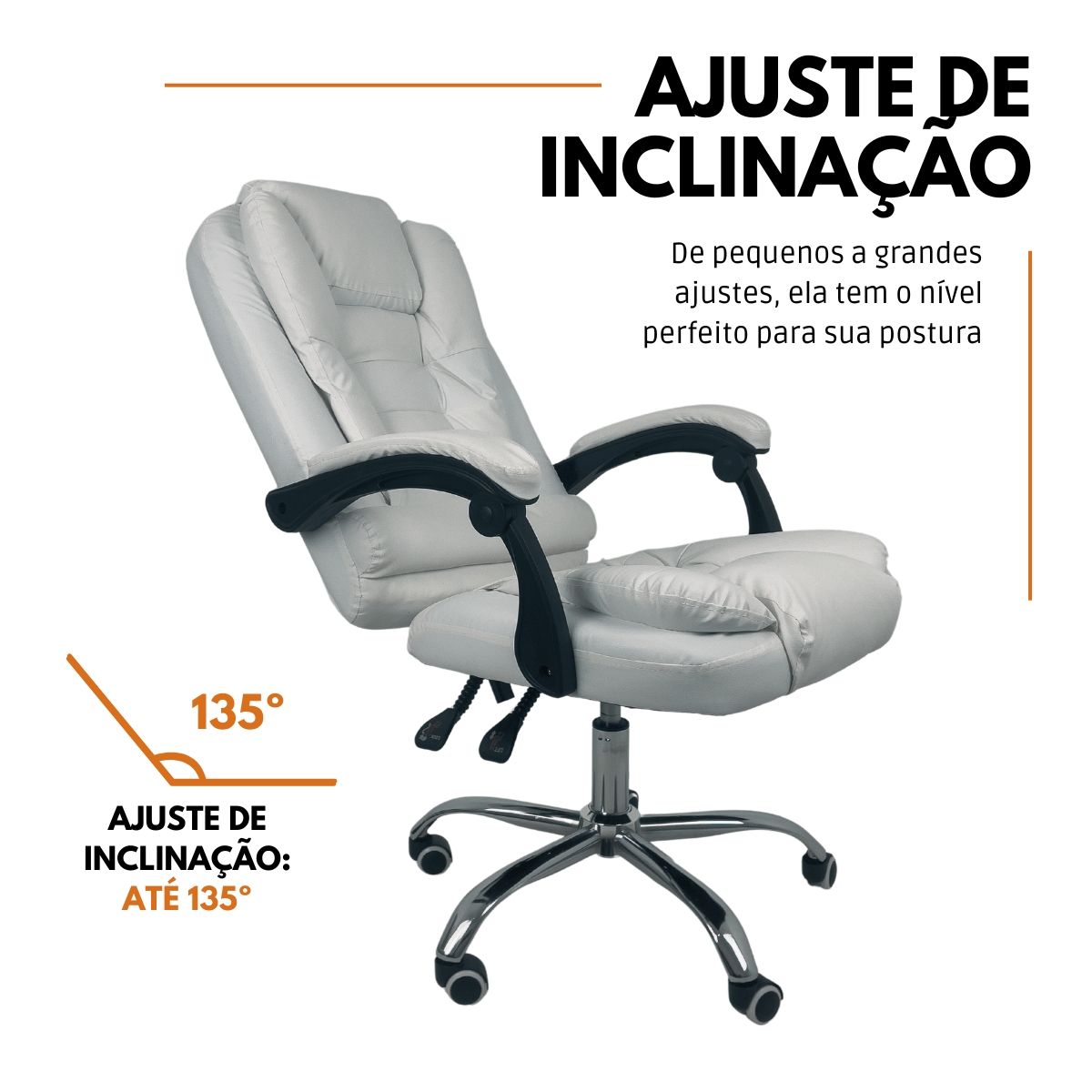 Kit 2 Cadeiras De Escritório Presidente Reclinável Branco