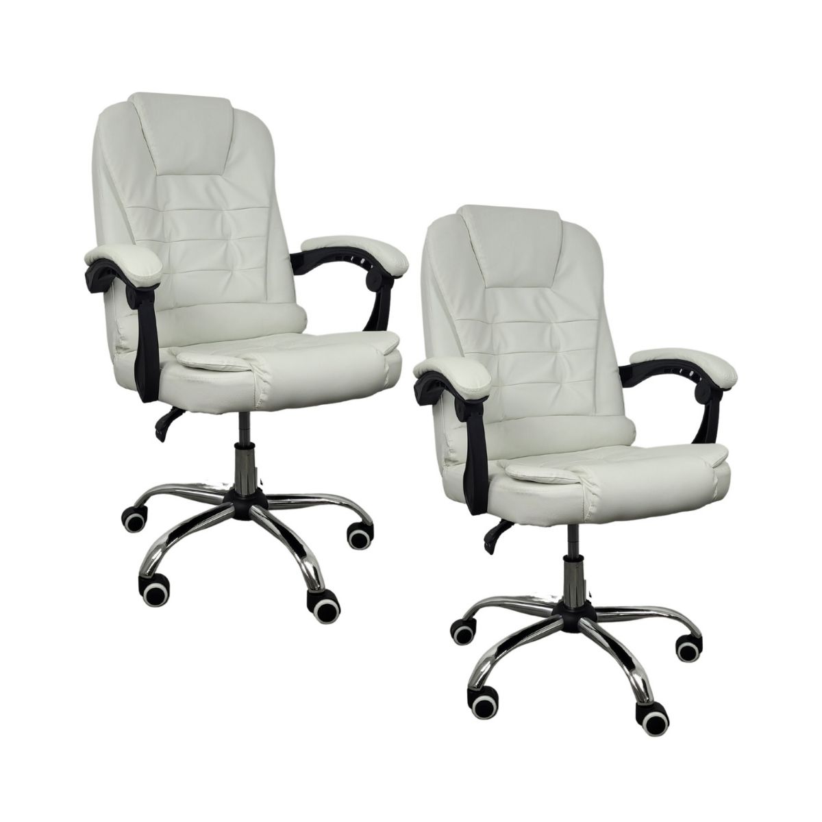 Kit 2 Cadeiras De Escritório Presidente Reclinável Branco