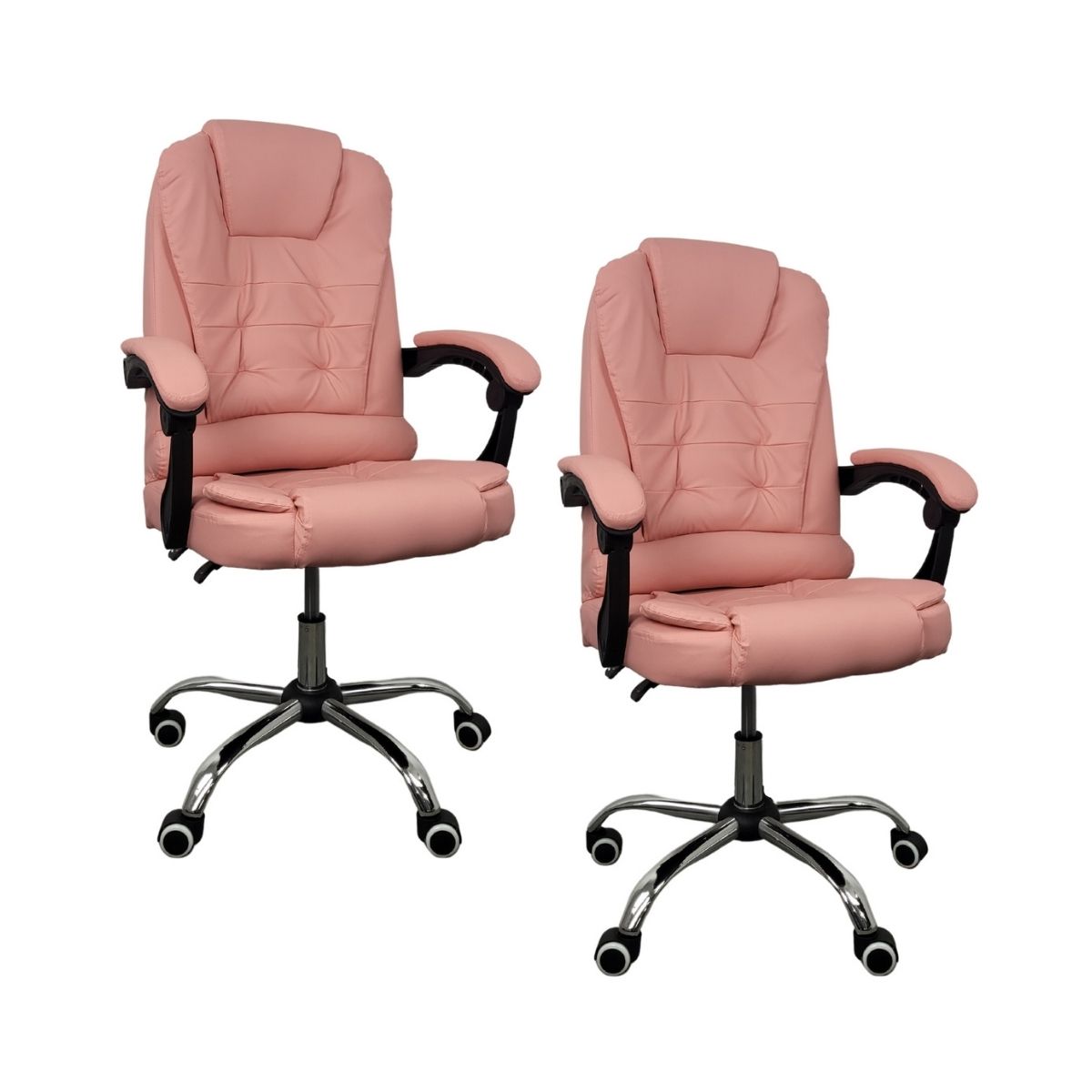 Kit 2 Cadeiras De Escritório Presidente Reclinável Rosa