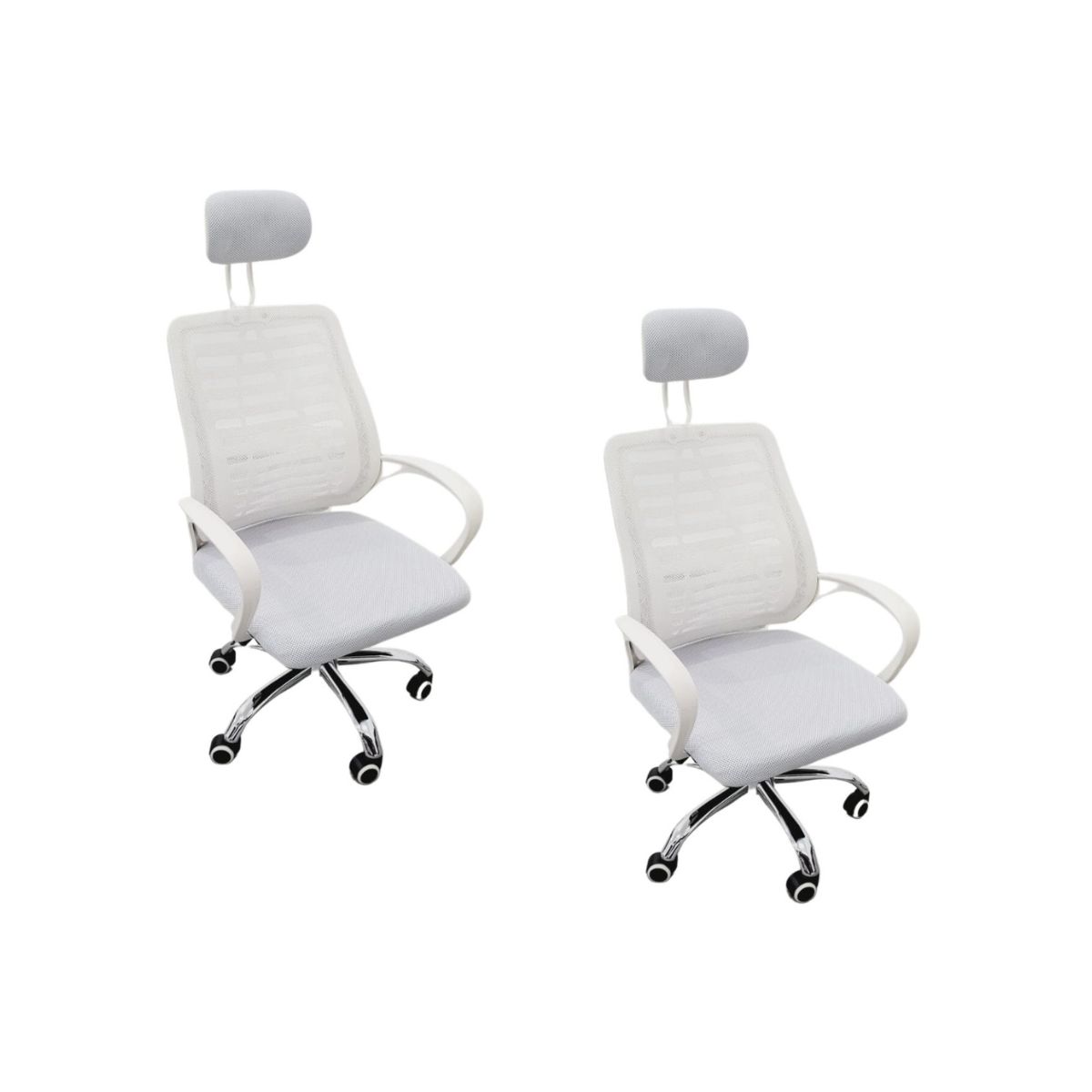 Kit 2 Cadeiras Escritório Diretor Mesh Encosto Cabeça Branco