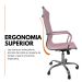Kit 2 Cadeiras Escritório Giratória Esteirinha Alta Rosa