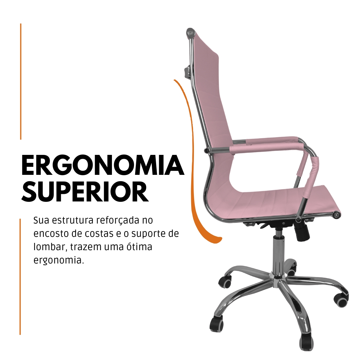 Kit 2 Cadeiras Escritório Giratória Esteirinha Alta Rosa