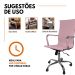 Kit 2 Cadeiras Escritório Giratória Esteirinha Alta Rosa