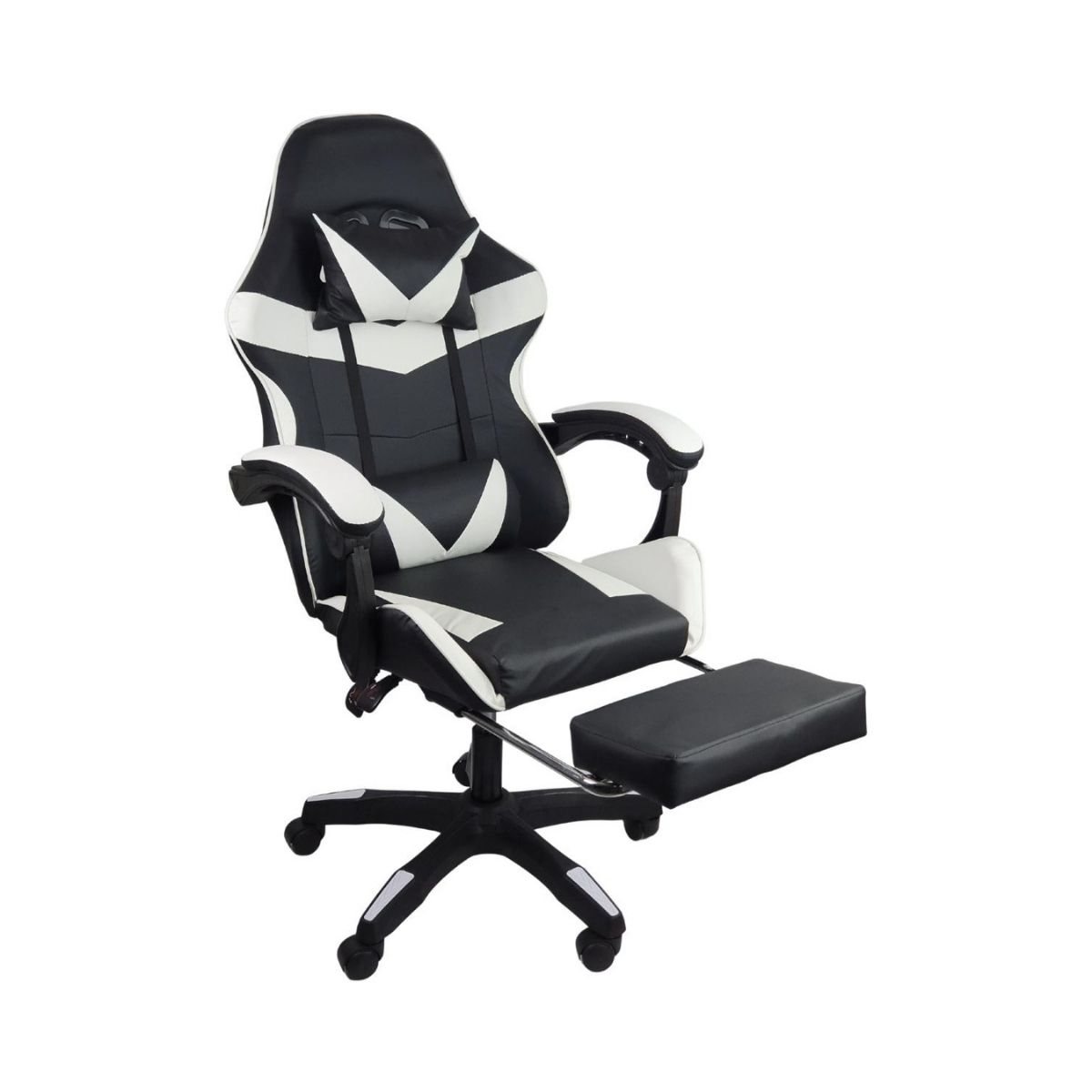Kit 2 Cadeiras Gamer Stillus Ergonômica com Apoio Para os Pés - Preta / Branca