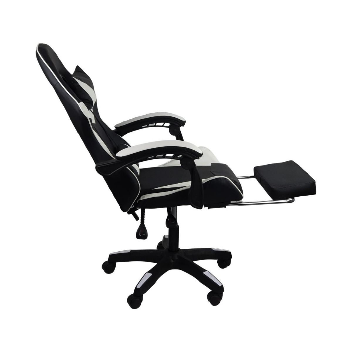 Kit 2 Cadeiras Gamer Stillus Ergonômica com Apoio Para os Pés - Preta / Branca
