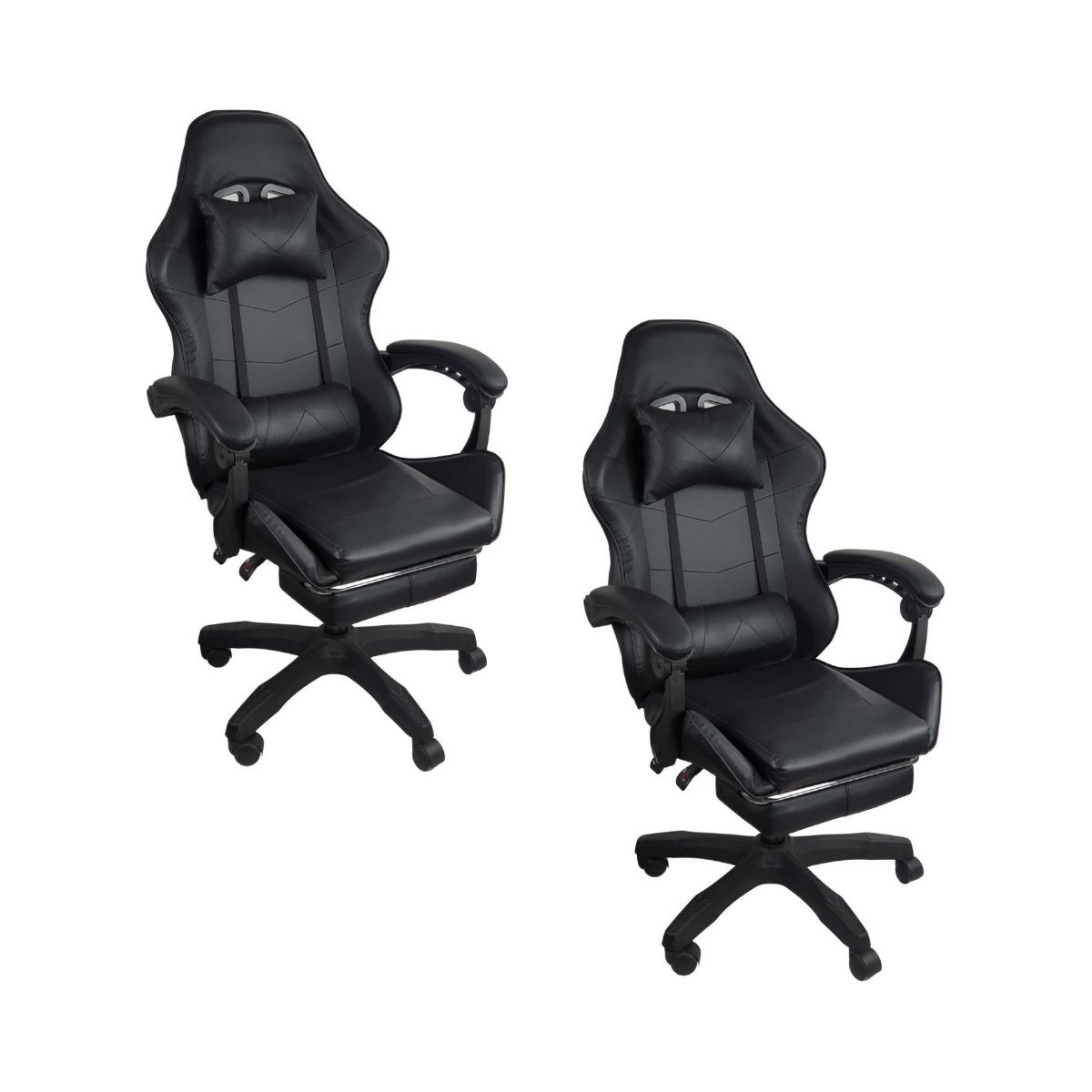Kit 2 Cadeiras Gamer Stillus Ergonômica com Apoio Para os Pés - Preto
