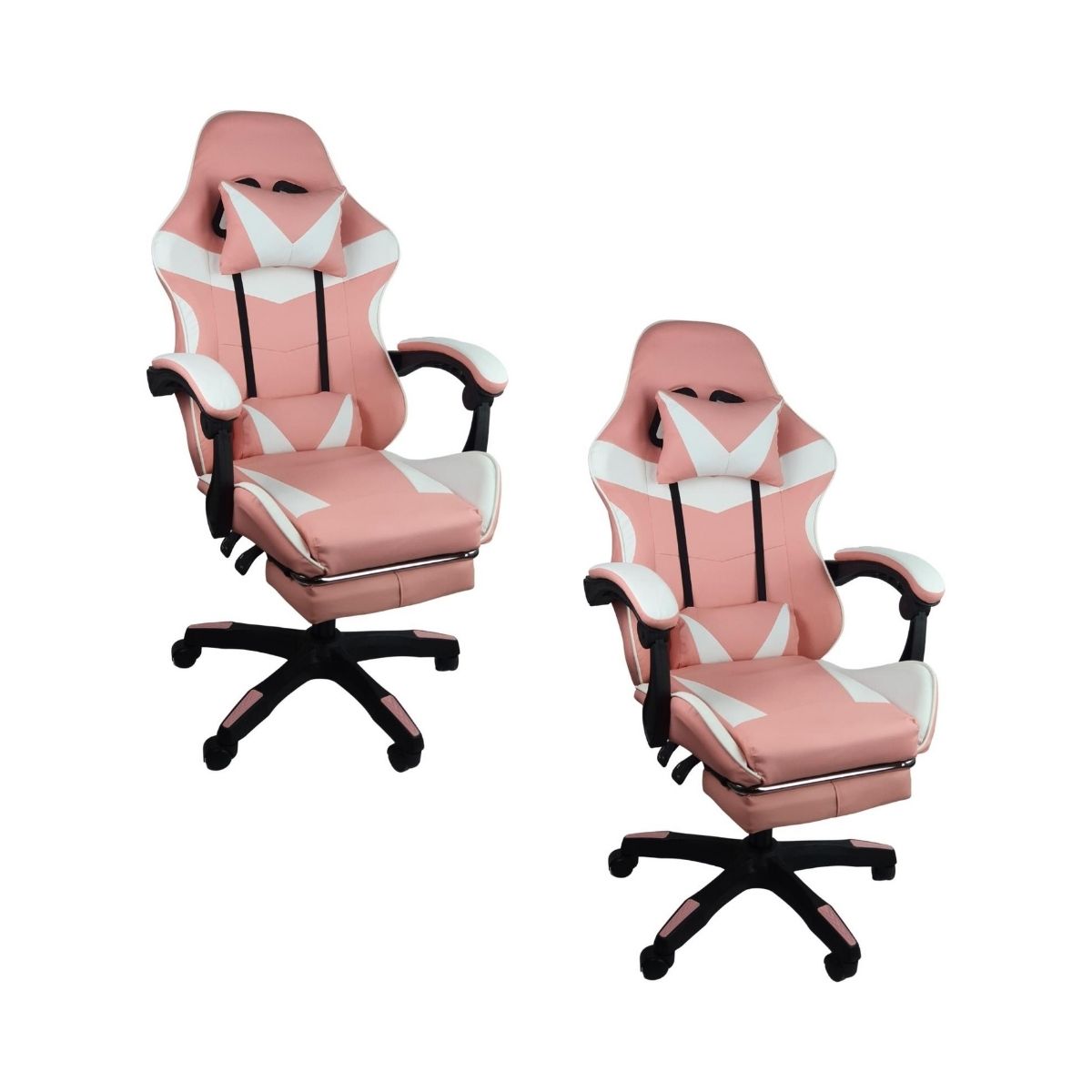 Kit 2 Cadeiras Gamer Stillus Ergonômica com Apoio Para os Pés - Rosa