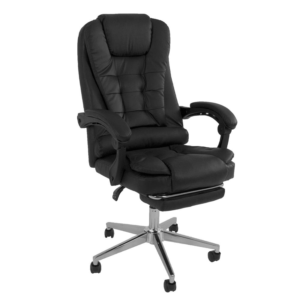 Kit 2 Cadeiras Presidente Ergonômica Apoio Para Pés - Preto
