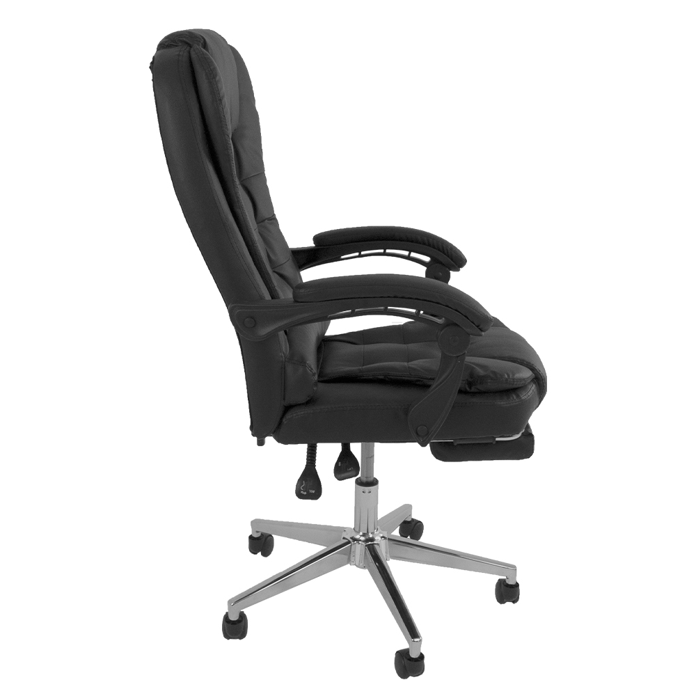 Kit 2 Cadeiras Presidente Ergonômica Apoio Para Pés - Preto