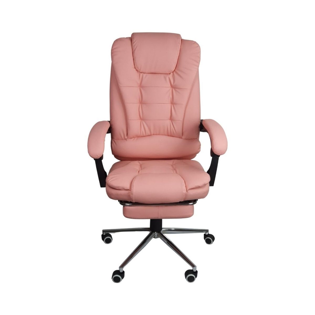 Kit 2 Cadeiras Presidente Ergonômica Apoio Para Pés - Rosa