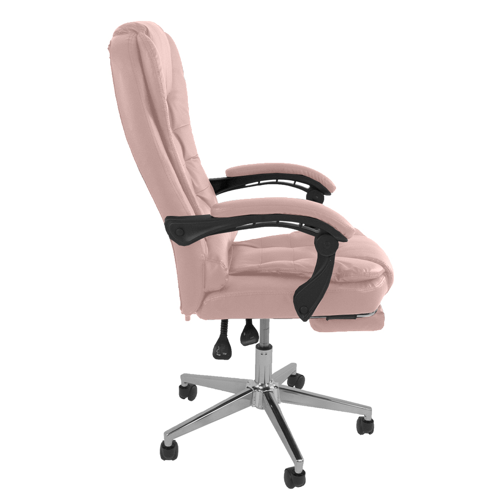 Kit 2 Cadeiras Presidente Ergonômica Apoio Para Pés - Rosa