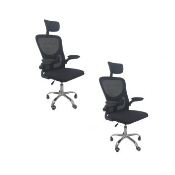 Kit 2 Cadeiras de Escritório Diretor Oficial Vegas com apoio Preto