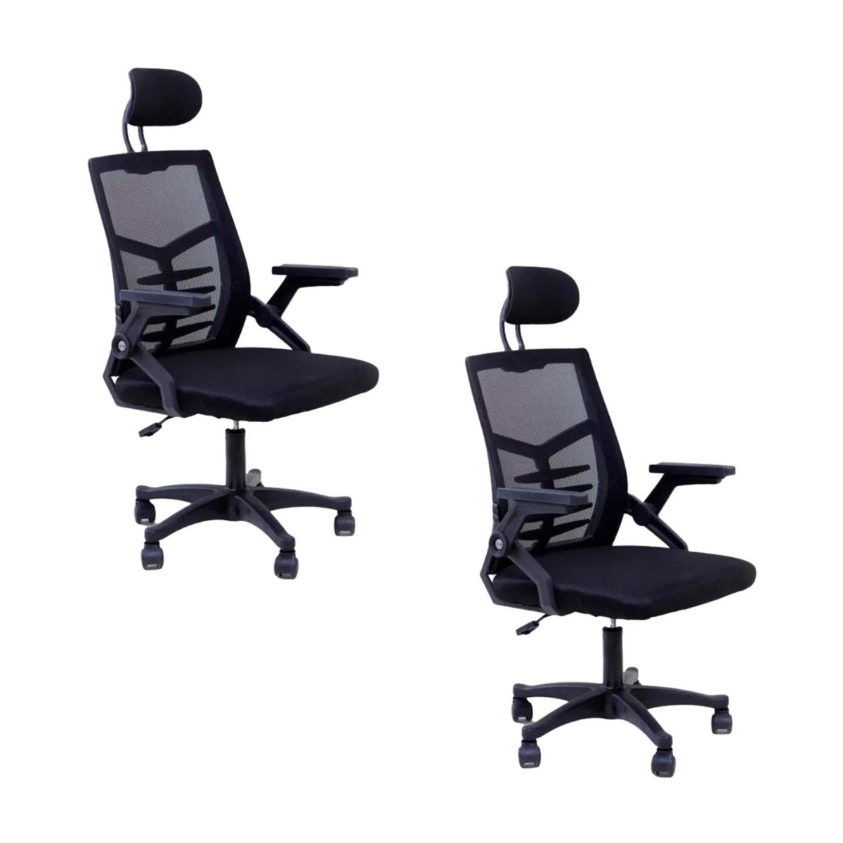 Kit 2 Cadeiras de Escritório Diretor Relax Ergonômica Preto