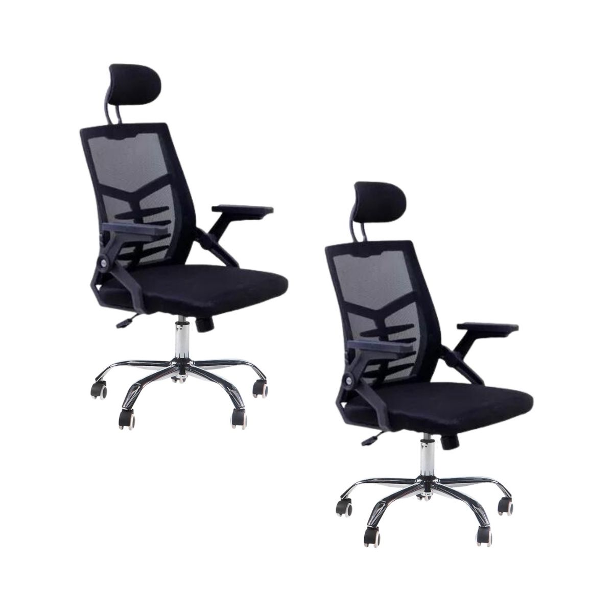 Kit 2 Cadeiras de Escritório Diretor Relax Ergonômica Preto