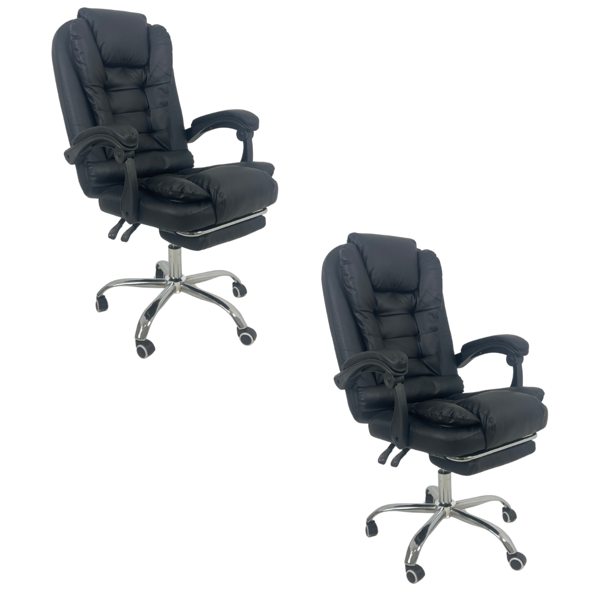 Kit 2 Cadeiras de Escritório Presidente Soft Ergonômica Apoio Para Pés Preto