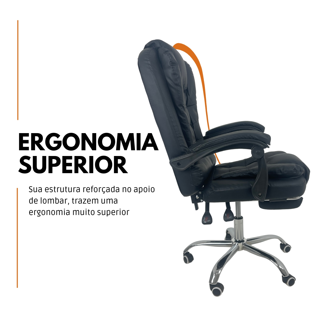 Kit 2 Cadeiras de Escritório Presidente Soft Ergonômica Apoio Para Pés Preto