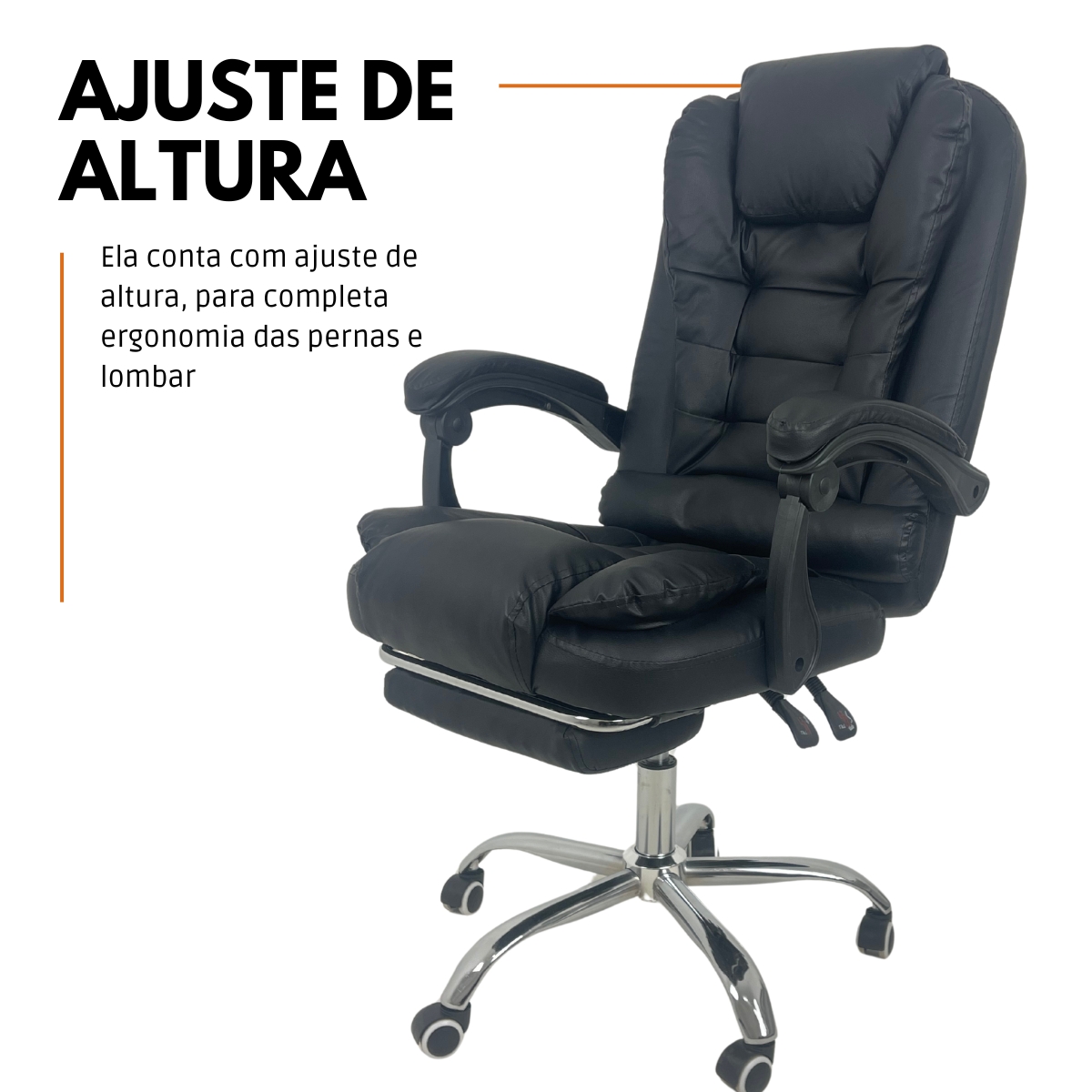 Kit 2 Cadeiras de Escritório Presidente Soft Ergonômica Apoio Para Pés Preto