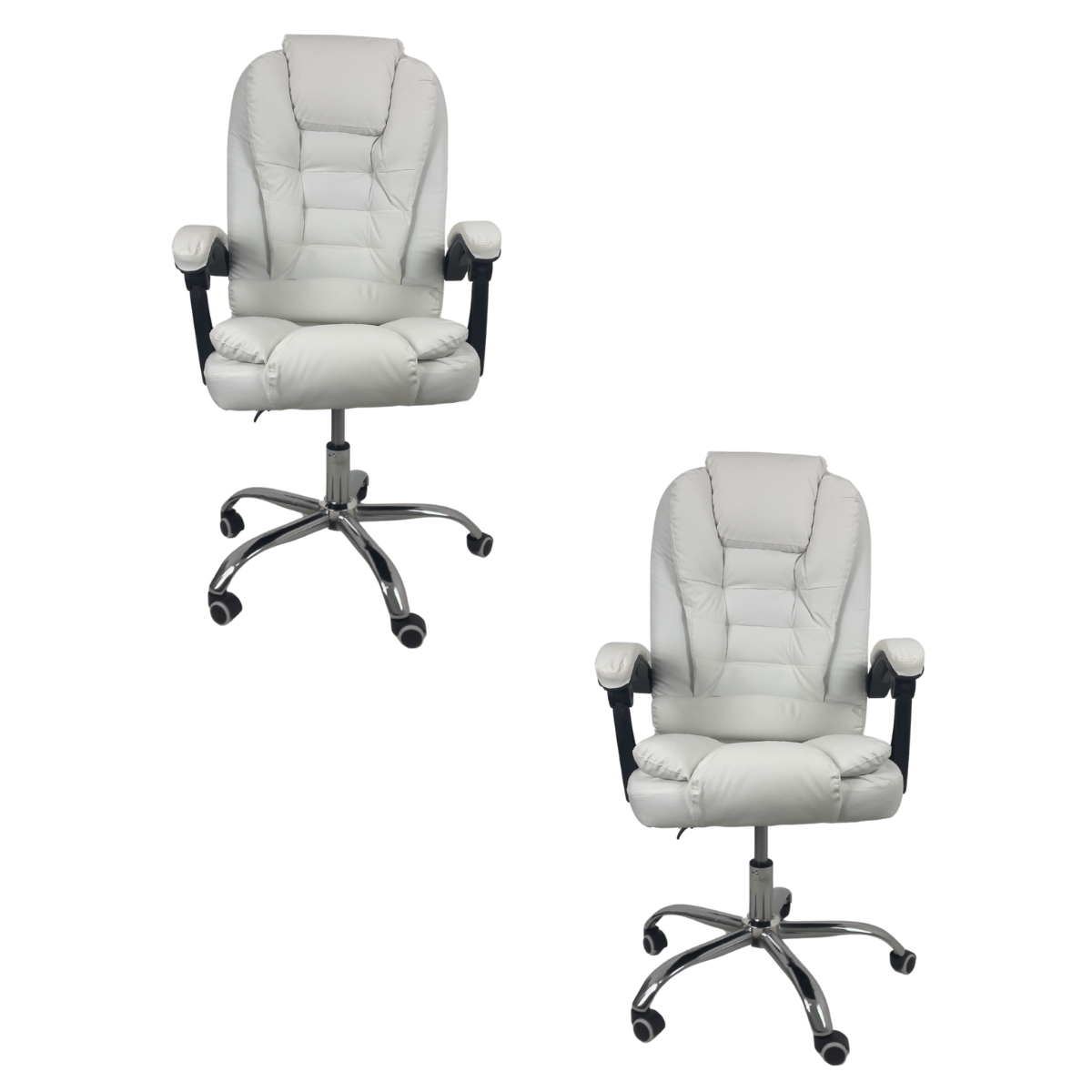 Kit 2 Cadeiras de Escritório Presidente Soft Reclinável Ergonômica Branco
