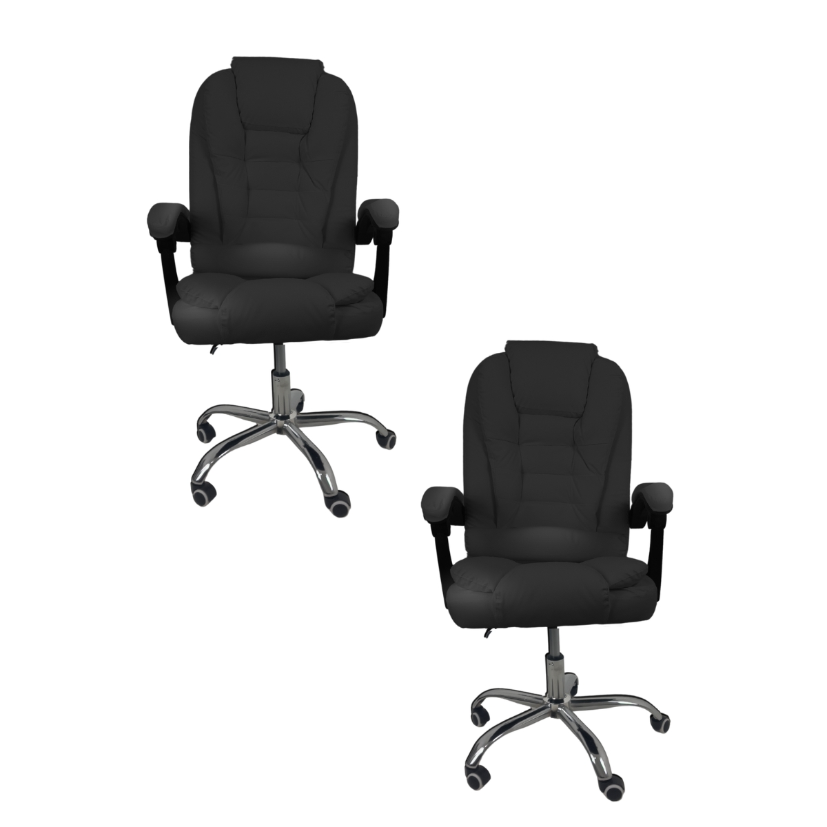 Kit 2 Cadeiras de Escritório Presidente Soft Reclinável Ergonômica Preto