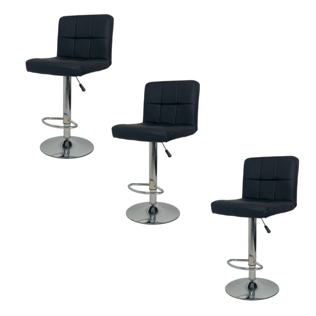 Kit 3 Banquetas Gomos Comfort Estofada Giratória Altura Regulável