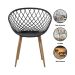 Kit 3 Cadeiras Clarice Nest Wood Com Apoio de Braço Preto