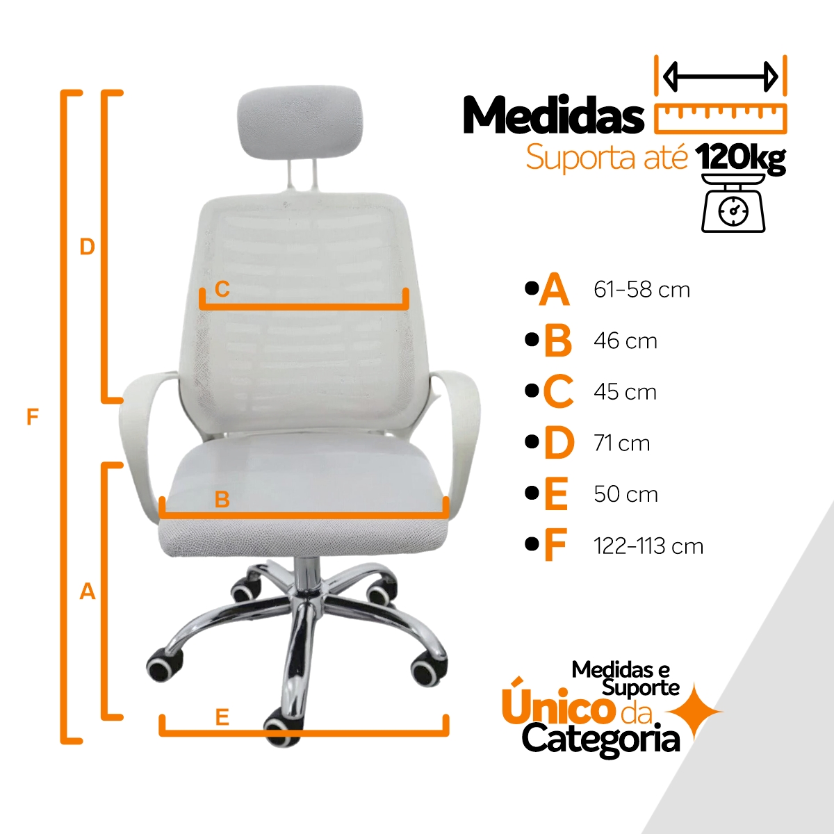 Kit 3 Cadeiras Escritório Diretor Mesh Encosto Cabeça Branco