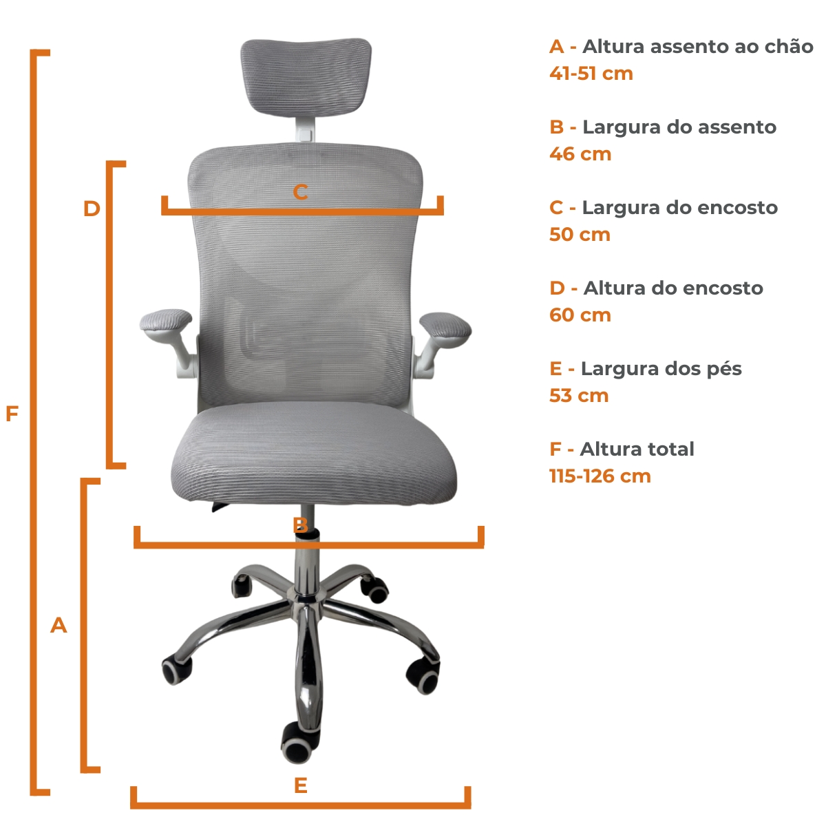 Kit 3 Cadeiras de Escritório Diretor Oficial Vegas com apoio Cinza Branco