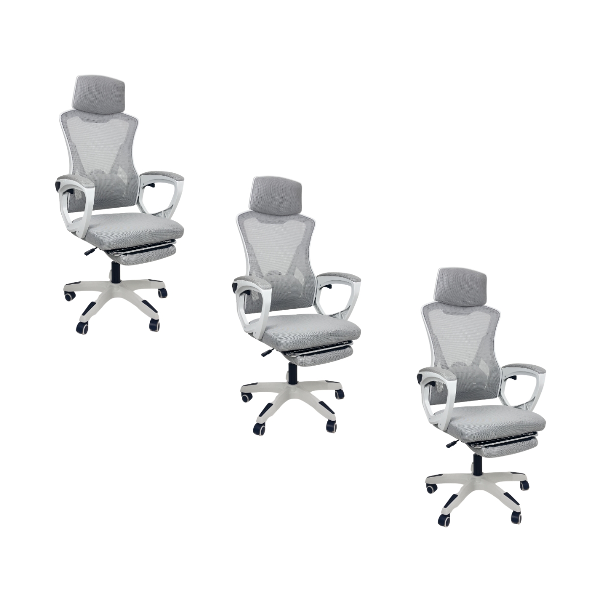 Kit 3 Cadeiras de Escritório Presidente Executiva Oficial Supreme Cinza