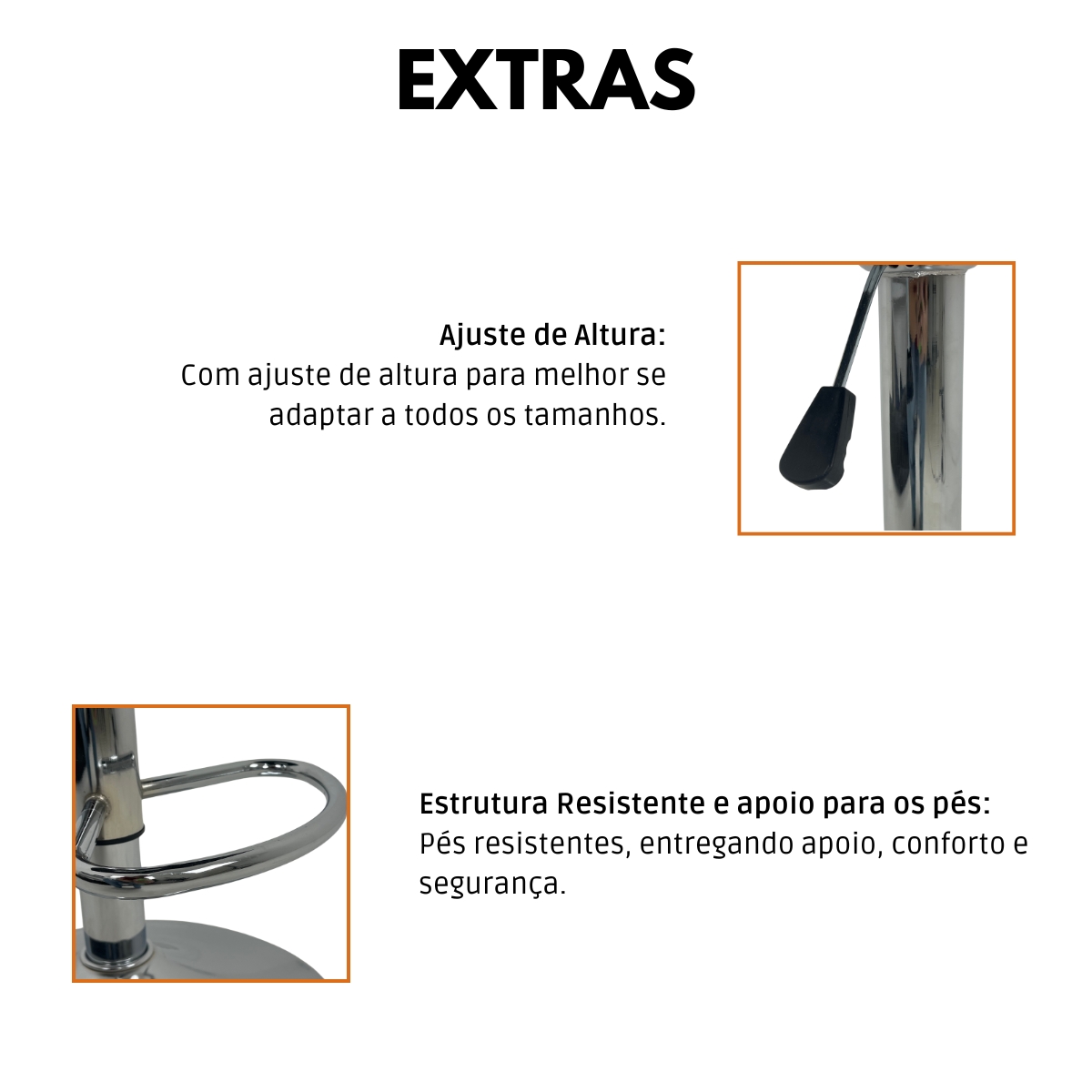 Kit 4 Banquetas Gomos Comfort Estofada Giratória Altura Regulável