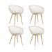 Kit 4 Cadeiras Clarice Nest Wood Com Apoio de Braço Bege