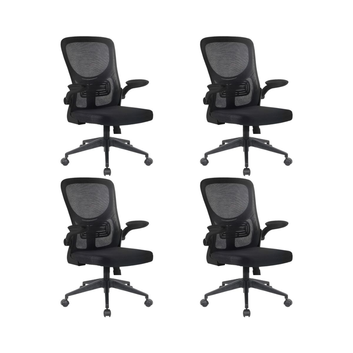 Kit 4 Cadeiras Escritório Diretor Giratória Vita Preto