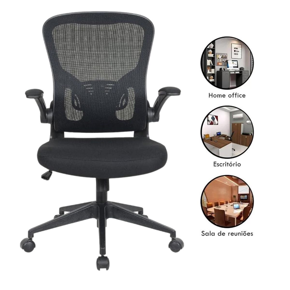 Kit 4 Cadeiras Escritório Diretor Giratória Vita Preto