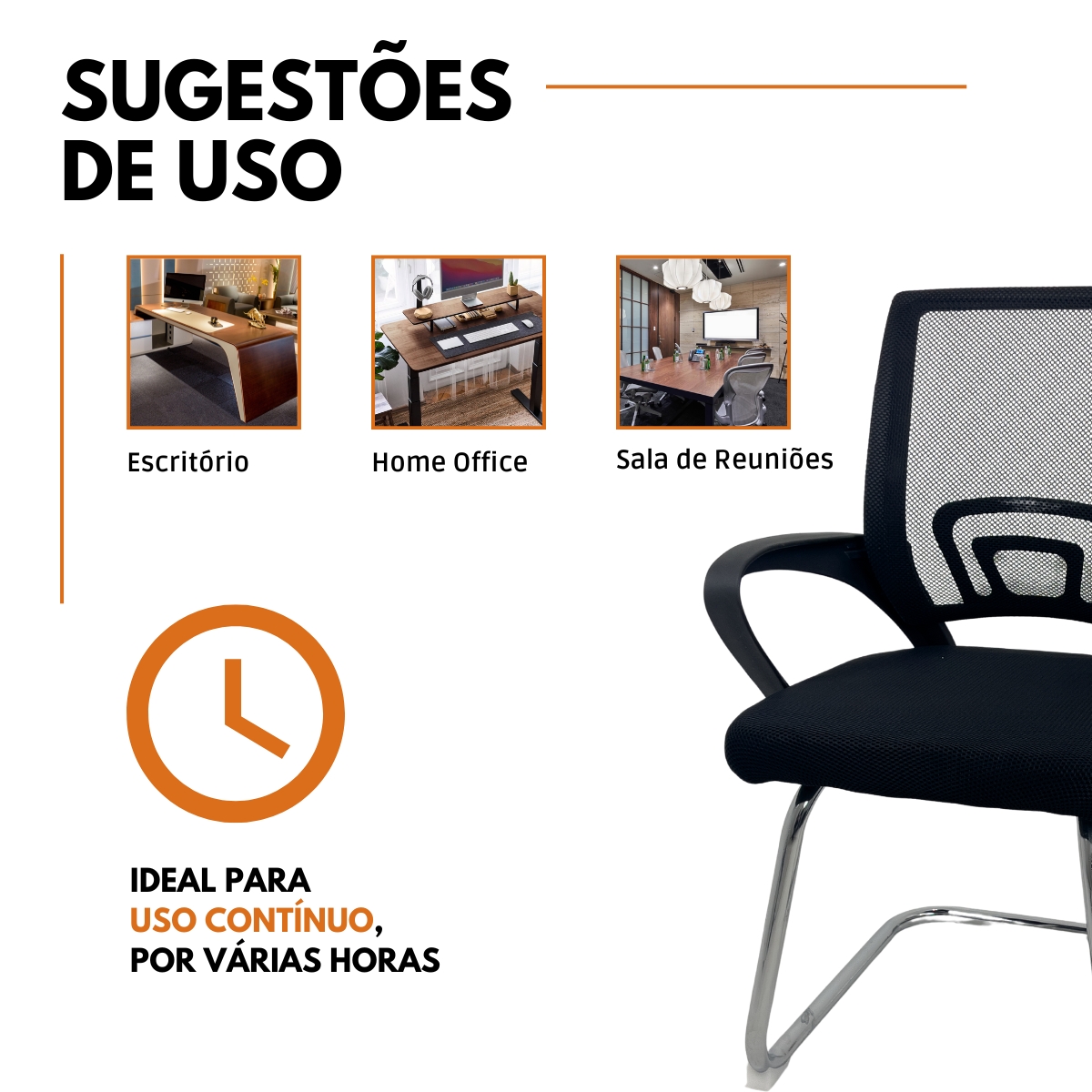 Kit 4 Cadeiras de Escritório Begonia Oficial Tela Mesh FIXA Preto