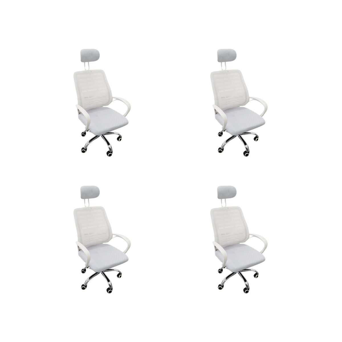 Kit 4 Cadeiras de Escritório Esteirinha Tela Mesh Branco