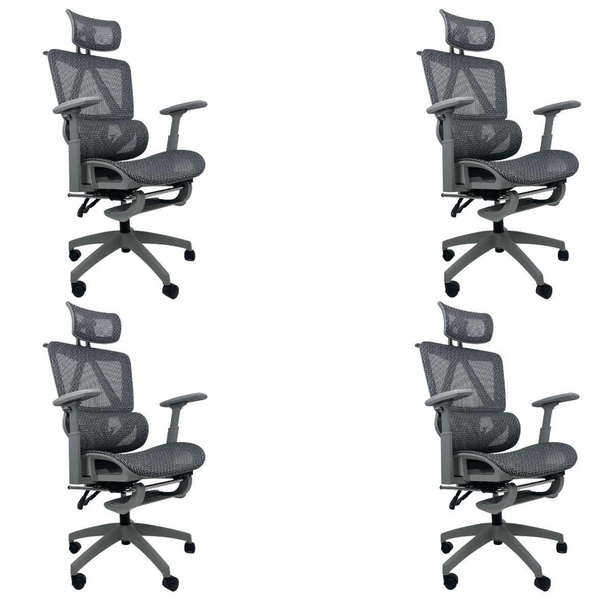 Kit 4 Cadeiras de Escritório Presidente Executiva Oficial Titan Cinza