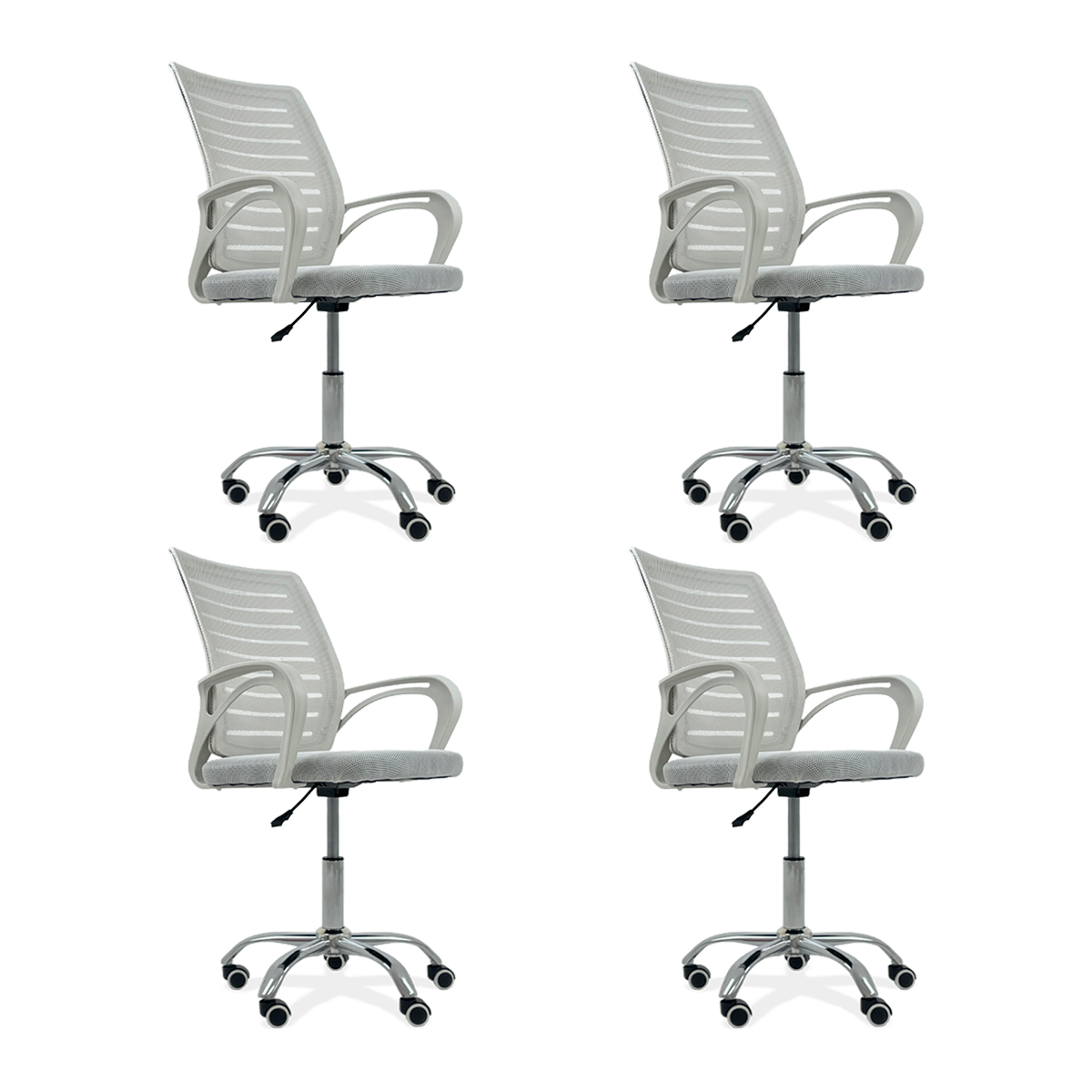Kit 4 Cadeiras de Escritório Secretaria Diretor Roma Ergonômica - Branca