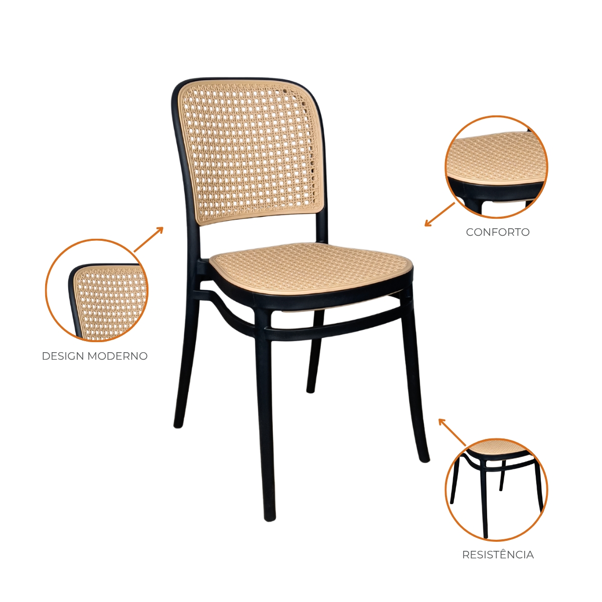 Kit 4 Cadeiras de Jantar Roma para Sala e Cozinha Preto
